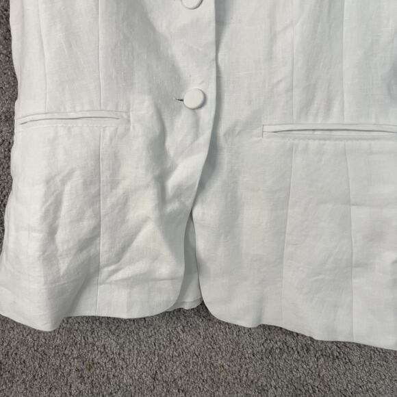 Madewell Womens Linen Vest Size 14 White Button Front Cut Away Tailored Lined - Picture 5 of 10